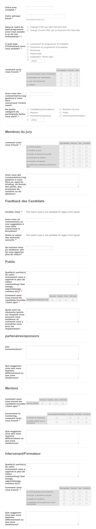 Votre Feedback Sur Notre Evenement Form Template