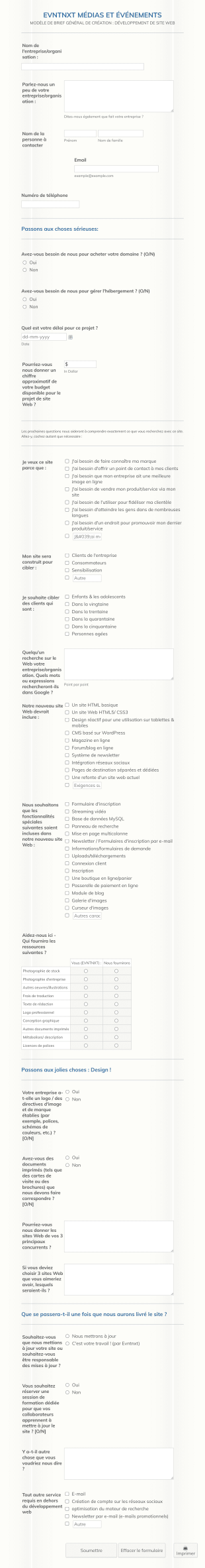 Votre Questionnaire Client De Conception Web Form Template