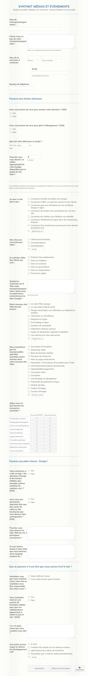 Votre Questionnaire Client De Conception Web Form Template
