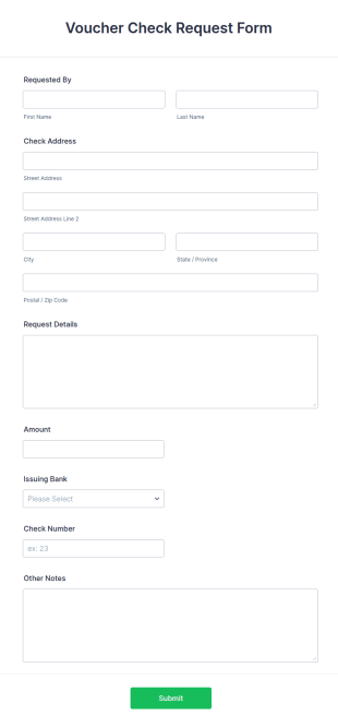 Voucher Check Request Form Template