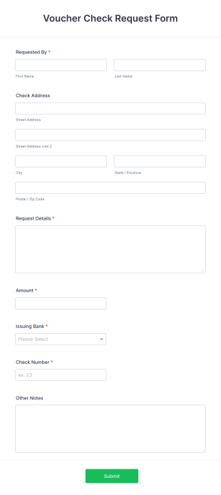 Voucher Check Request Form Template