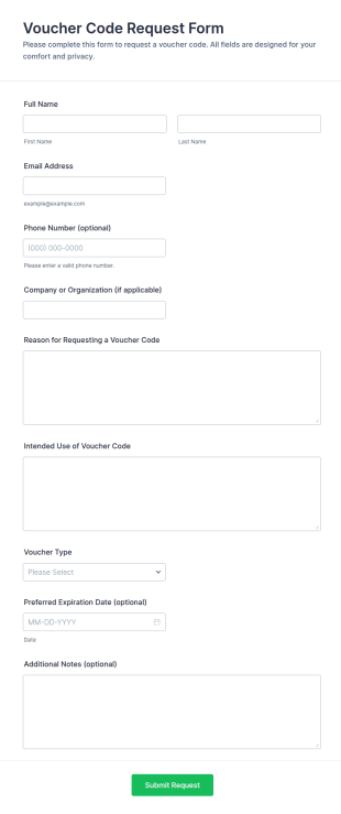 Voucher Code Request Form Template