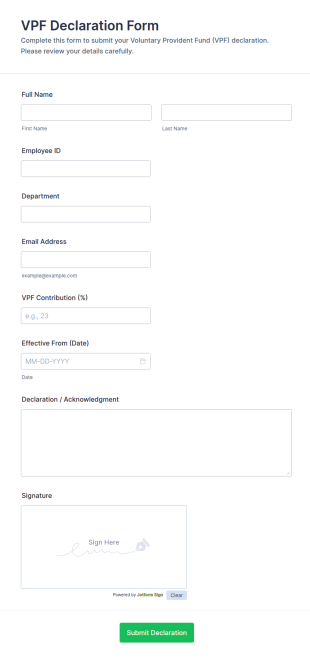 VPF Declaration Form Template
