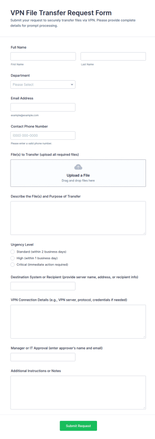 VPN File Transfer Request Form Template