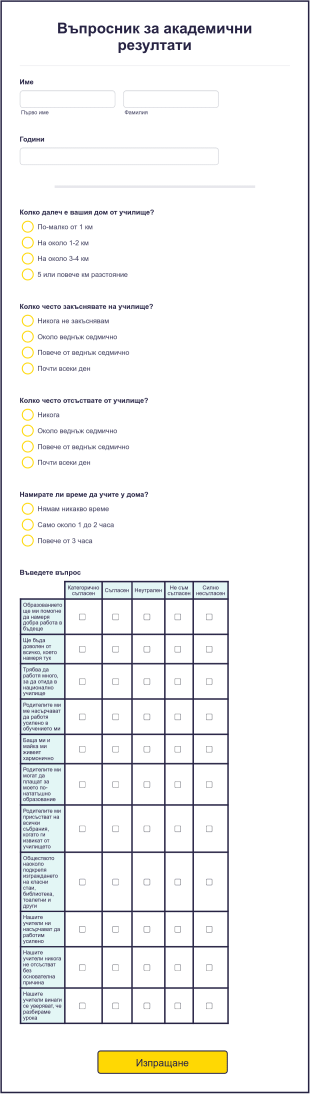 Въпросник за академични резултати