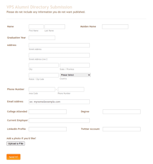 VPS Alumni Directory Form