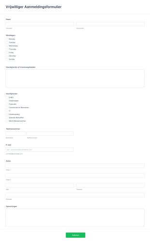 Vrijwilliger Aanmeldingsformulier Form Template