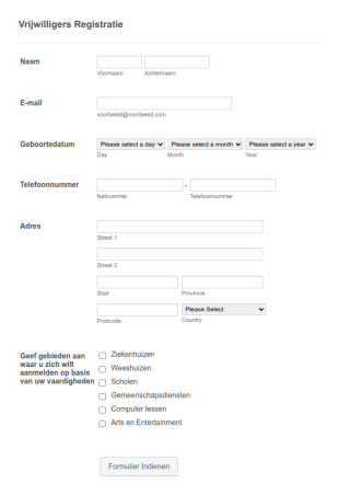 Vrijwilligers Registratieformulier