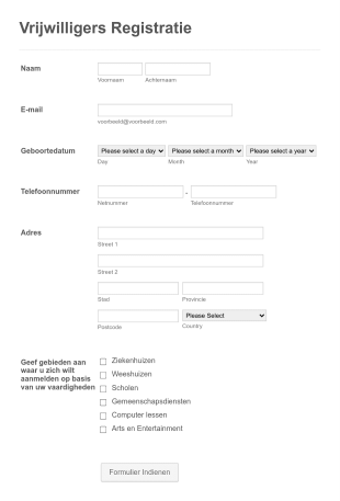Vrijwilligers Registratieformulier