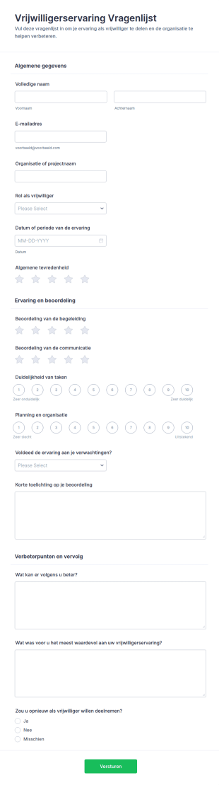 Vrijwilligerservaringen Enquête