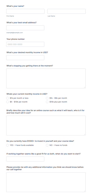 Online Course Idea Submission Form Template