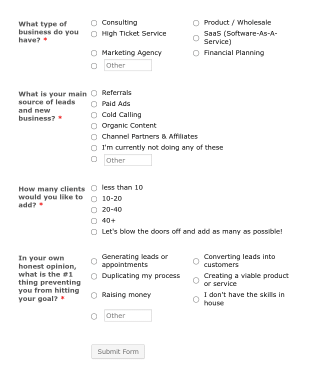VSL Questionnaire (template) Form Template