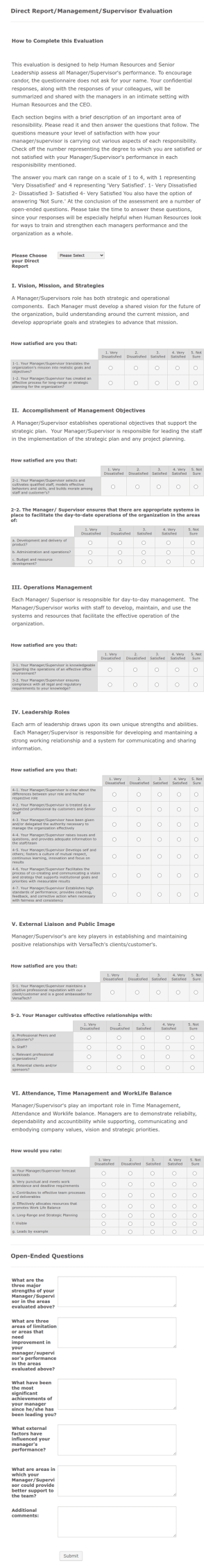 Vt Executive Director Evaluation Form Template