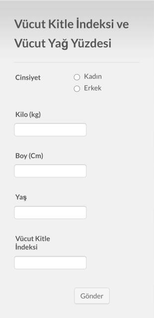Vücut Kitle İndeksi Ve Vücut Yağ Yüzdesini Hesapla Form Şablonu