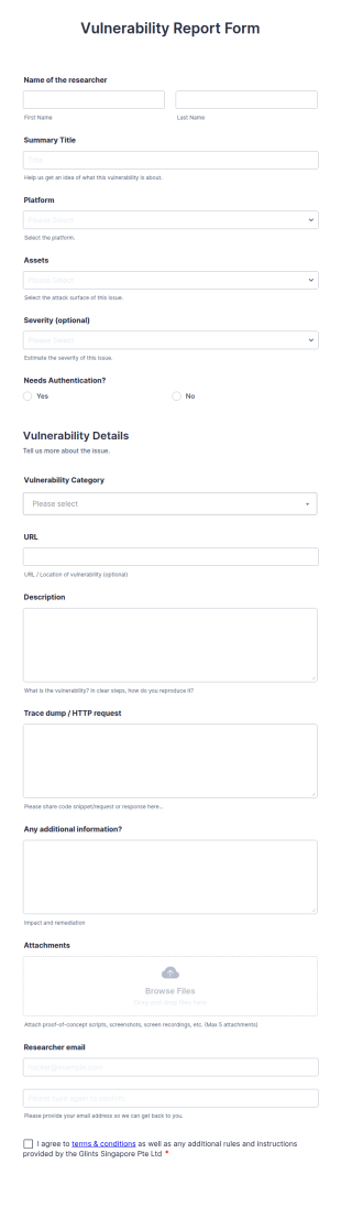 Vulnerability Report Form Template