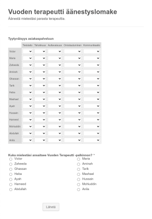 Vuoden Terapeutti äänestyslomake Form Template