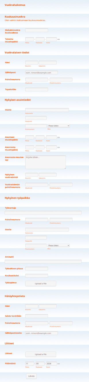 Vuokrahakemus