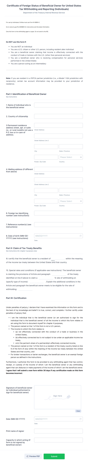 W-8BEN Form Template | Jotform