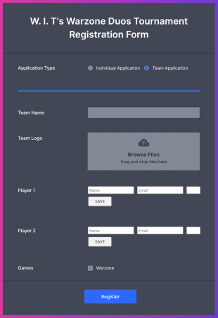 W. I. T's Warzone Duos Tournament Registration Form Template