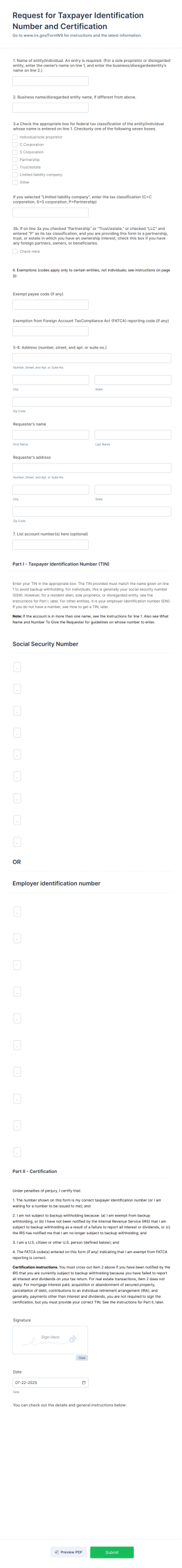 W9 Form Template