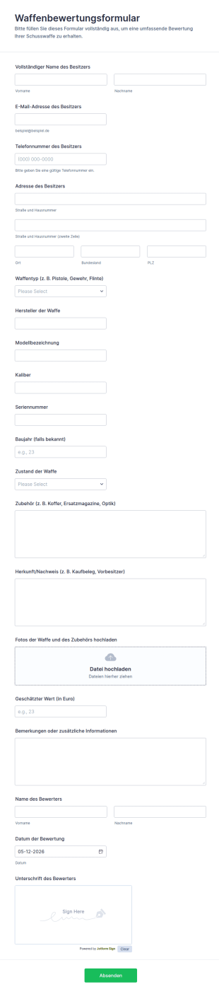 Waffenbewertungsformular