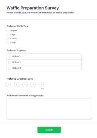 Waffle Preparation Survey Form Template