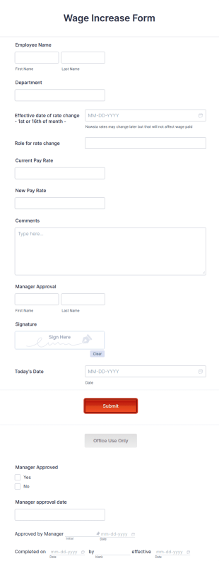 Wage Increase Form Template