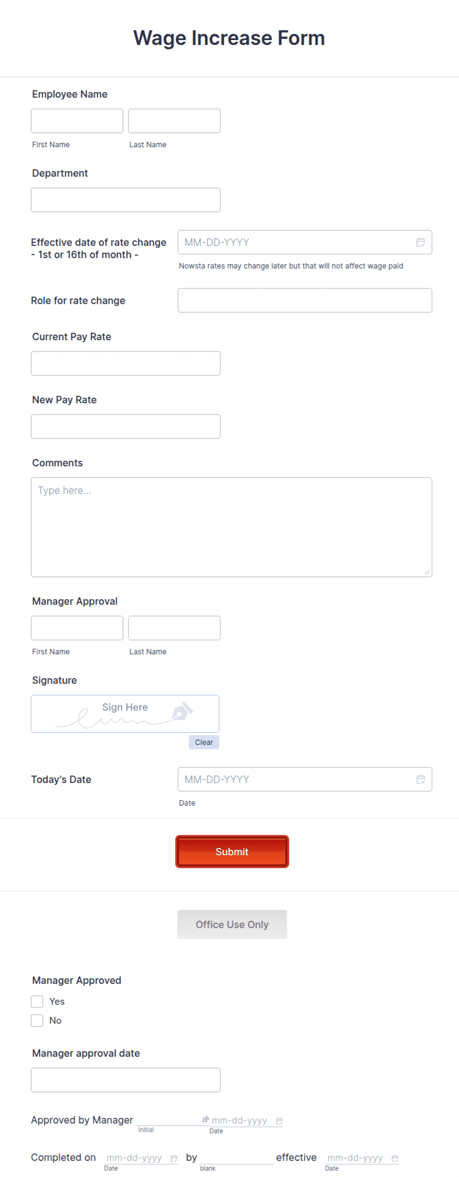 Wage Increase Form Template Jotform