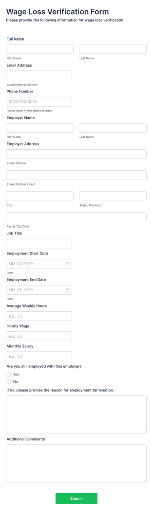 Wage Loss Verification Form Template