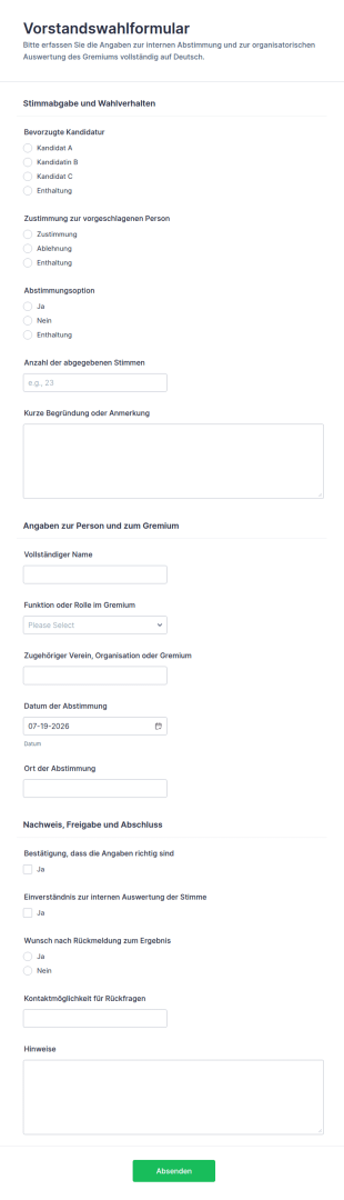 Wahl Der Mitglieder Im Kuratorium Form