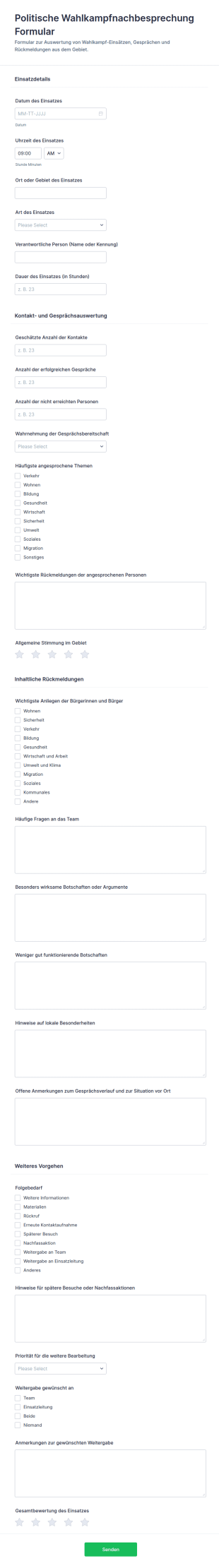 Wahlkampf Feedbackbogen Für Politische Kampagnen