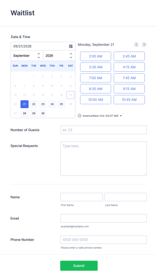 Waitlist Form Template