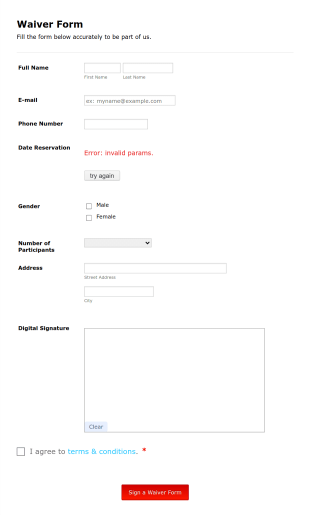 Waiver Form Template