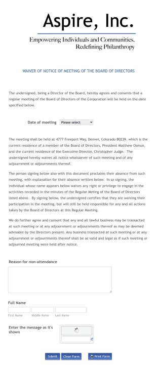 Meeting Attendance Form Template