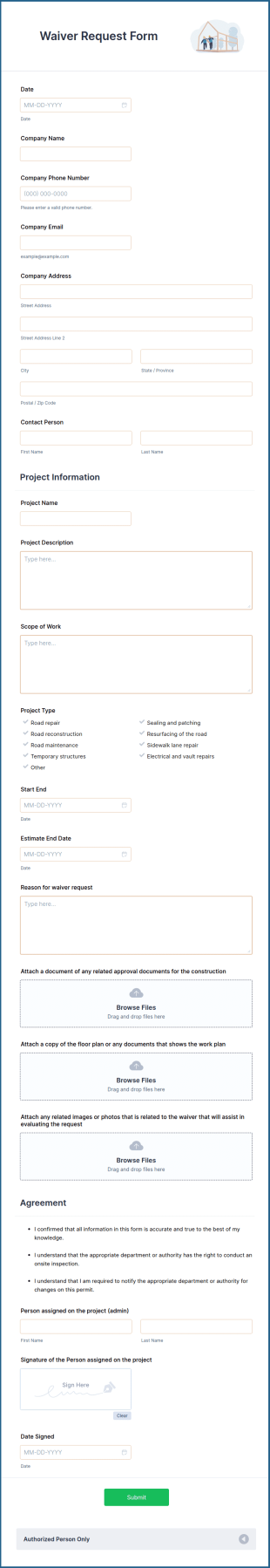 Waiver Request Form Template