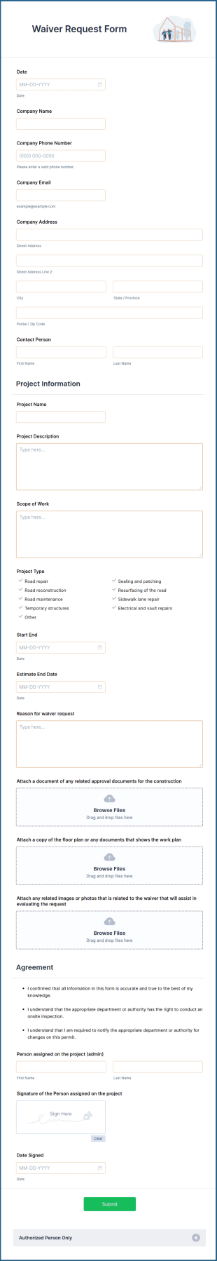 Waiver Request Form Template