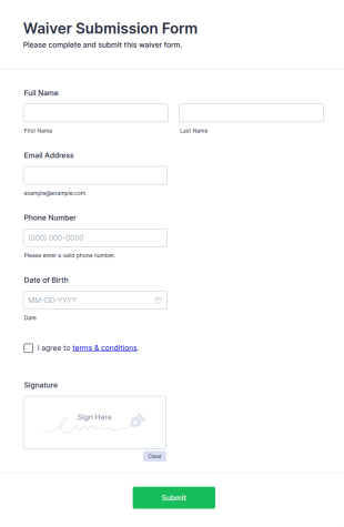 Waiver Submission Form Template