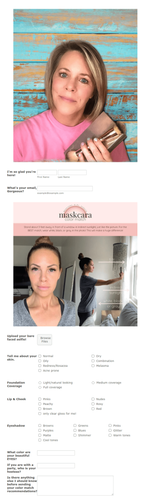 Wakeup Your Makeup Color Match Form Template