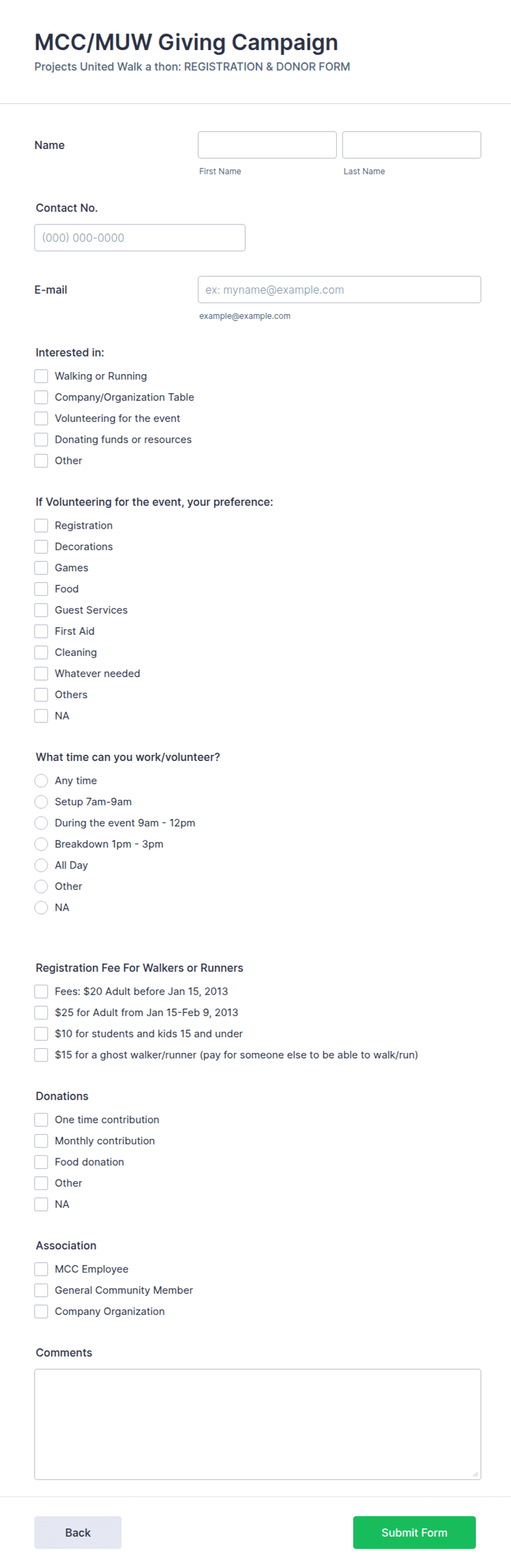 Walk In Register Template Walkathon Registration Form Template | Jotform