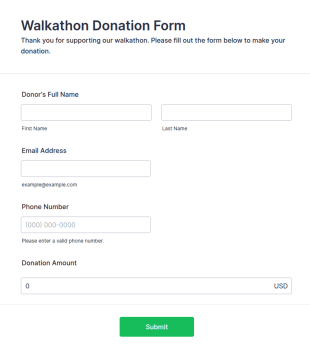 Walkathon Donation Form Template