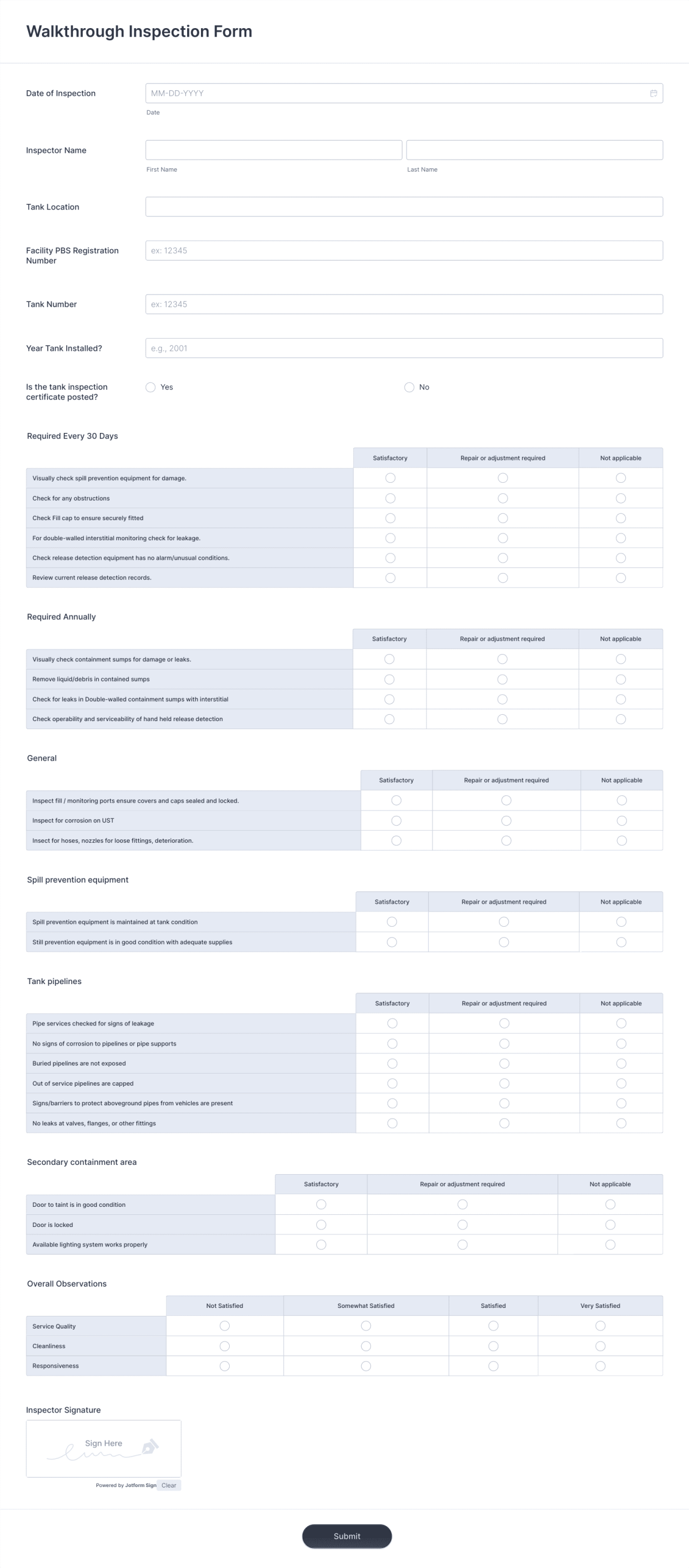 Walkthrough Inspection Form Template | Jotform