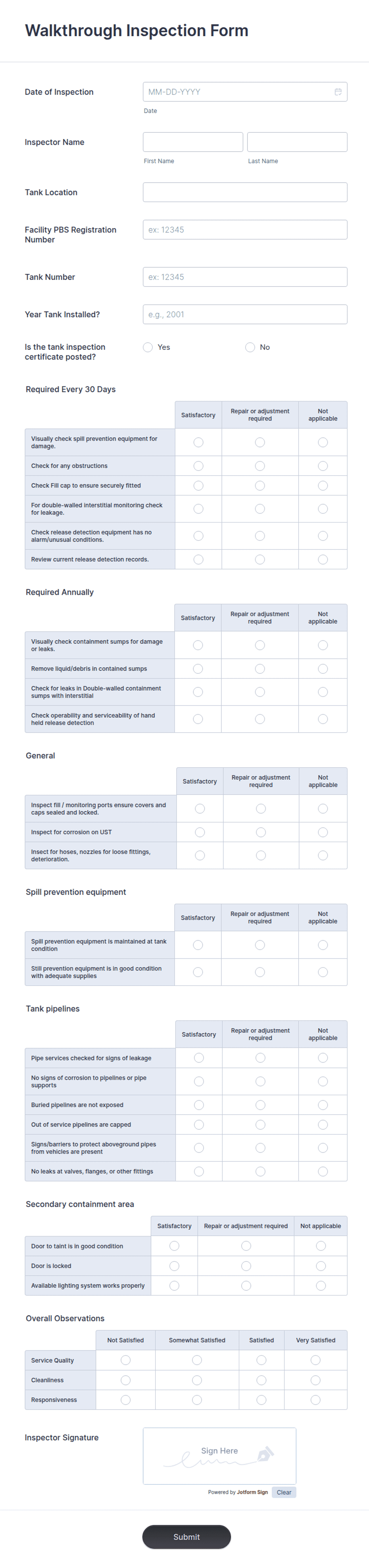 Quick Reference Inspection Form Walkthrough Inspection Form Template | Jotform