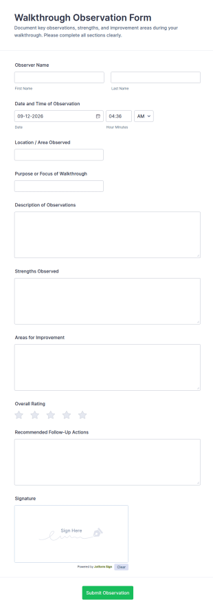 Walkthrough Observation Form Template