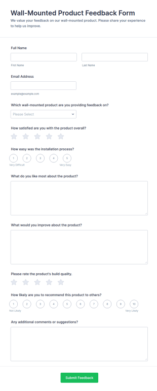 Wall Mounted Product Feedback Form Template