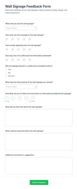 Wall Signage Feedback Form Template