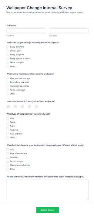 Wallpaper Change Interval Survey Form Template
