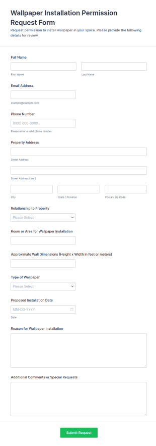 Wallpaper Installation Permission Request Form Template