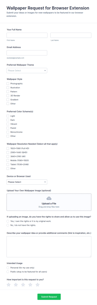 Wallpaper Request For Browser Extension Form Template