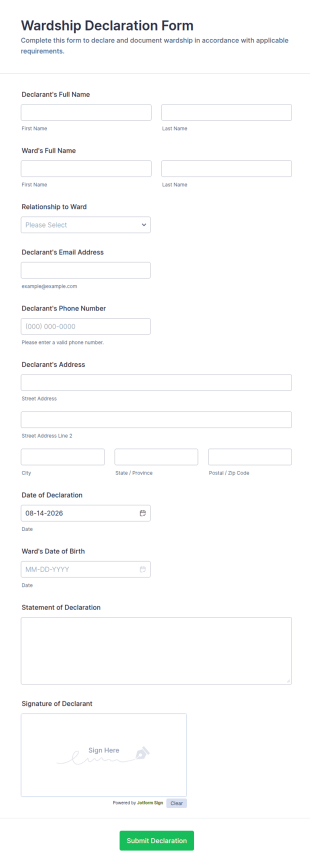 Wardship Declaration Form Template