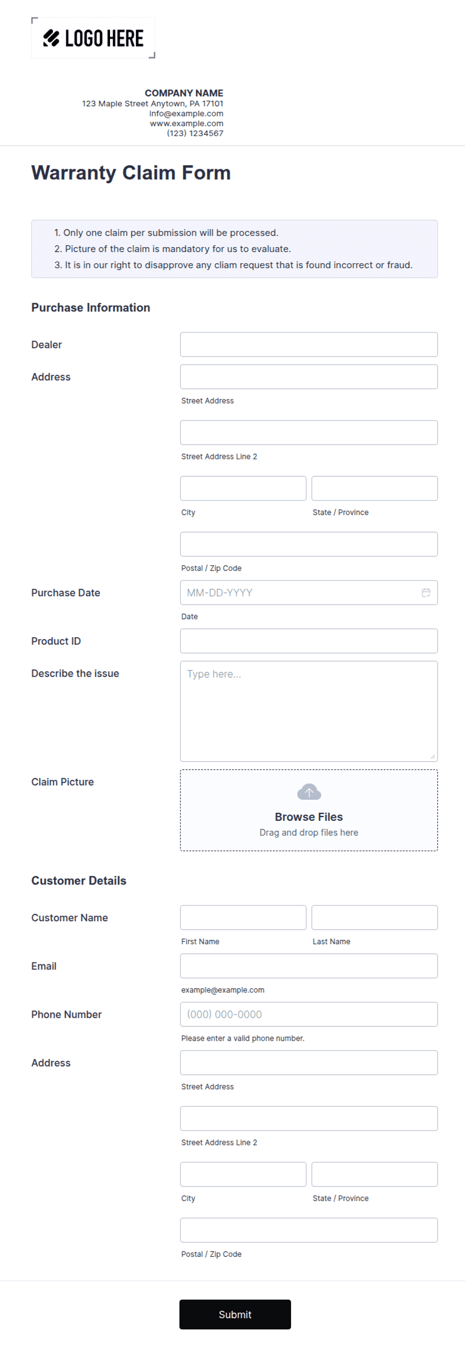 Warranty Claim Form Template Jotform warranty-claim-form-template-jotform